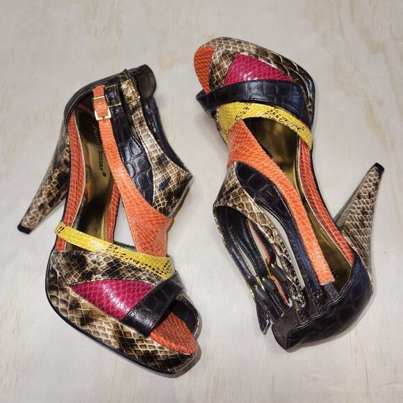 Pierre Dumas Multi-Color Heeled Shoe Women's Size 7.5 M - Picture 5 of 11